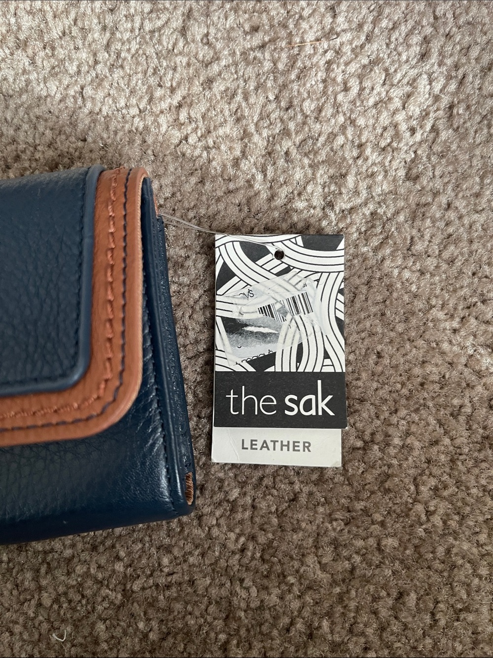 The Sak Navy and Brown Leather Iris Flap Wallet - Picture 2 of 13